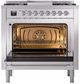 Ilve® Nostalgie II Noblesse 36'' Stainless Steel Pro Style Dual Fuel Range with Chrome Trim-2