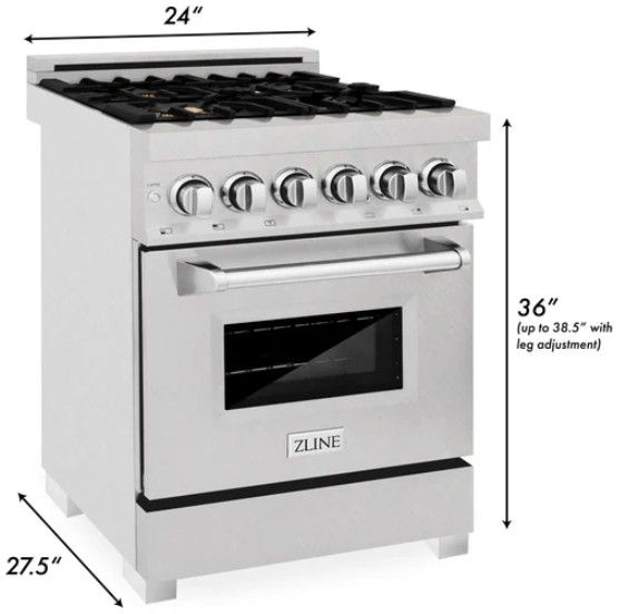 ZLINE 24" Satin Stainless Steel Pro Style Dual Fuel Range-3