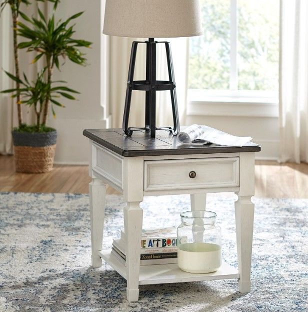 Liberty Furniture Allyson Park Charcoal End Table with Wirebrushed White Base-1