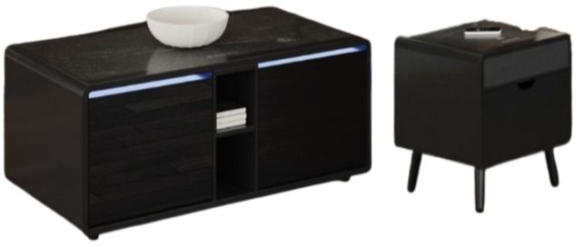 Elements International Halo 2-Piece Black Occasional Table Set-0