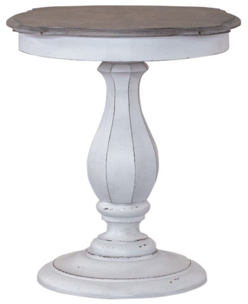 Liberty Furniture Magnolia Manor Weathered Bark Accent Table with Antique White Base-2
