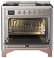 Ilve® Majestic III 36" Stainless Steel Pro Style Dual Fuel Liquid Propane Range with Solid Door and Copper Trim-1