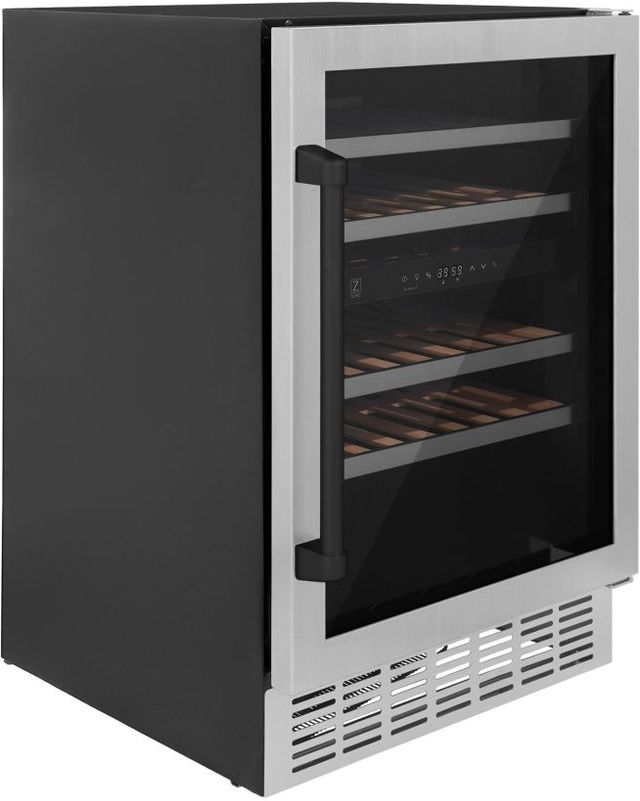 ZLINE Autograph Edition Monument 24" 4.5 Cu. Ft. Stainless Steel Freestanding Wine Cooler with Matte Black Accents-2
