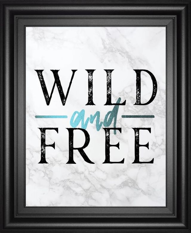 Classy Art Black/Blue Wild and Free Turquoise Marble Adventure Quote by Nature Magick Wall Art-0