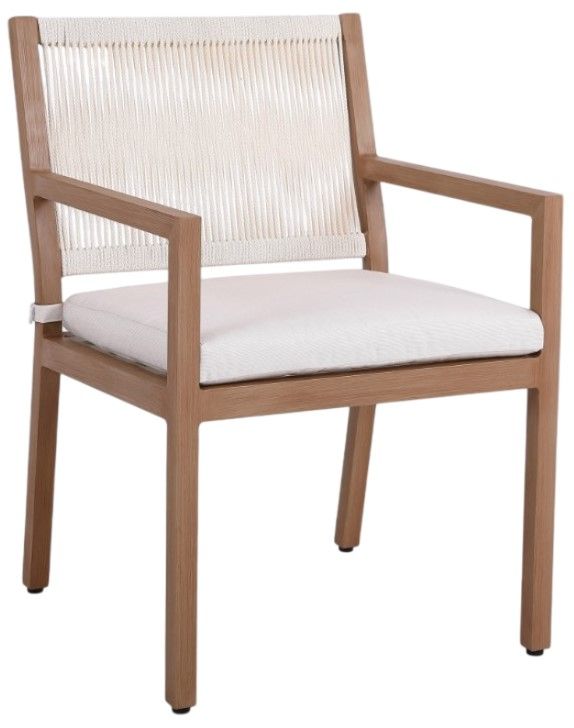 Meridian Furniture Maui Brown/Cream Aluminum Outdoor Dining Arm Chair-0