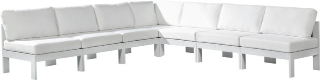 Meridian Furniture Nizuc 7-Piece White Outdoor Patio Modular Sectional Set-0