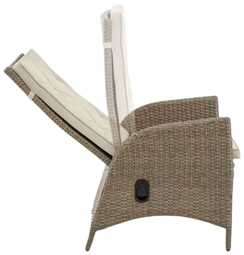 Furniture of America® Mackay 2-Piece Beige/Natural Teak Wood Manual Reclining Outdoor Chair Set-1