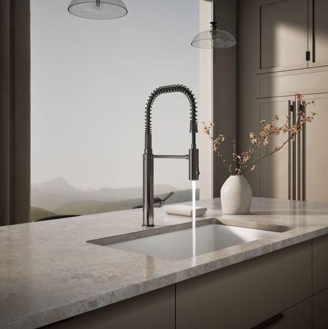 KOHLER® Purist® Vibrant Titanium 10" Kitchen Sink Faucet with 3-Function Sprayhead-2