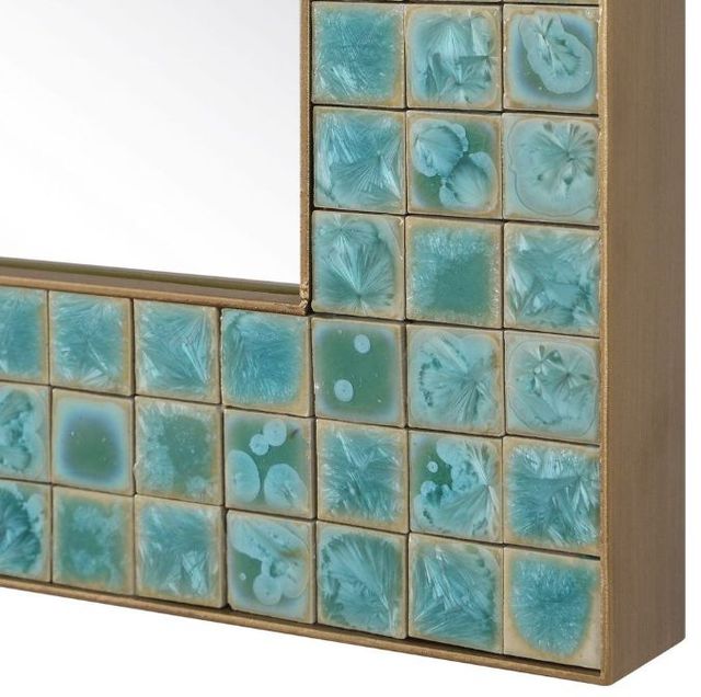 Uttermost® Coralie Antique Gold/Teal Tile Mirror-3