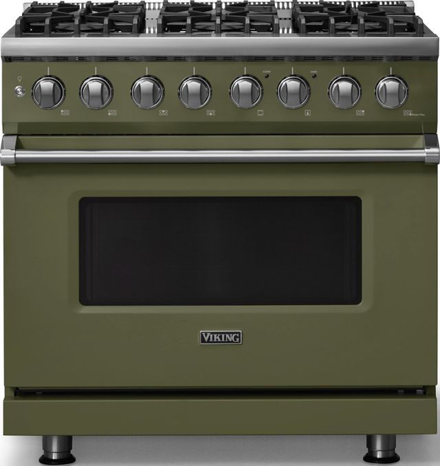 Viking® 5 Series 36" Martini Pro Style Dual Fuel (NG) Range with Polished Chrome Trim-0