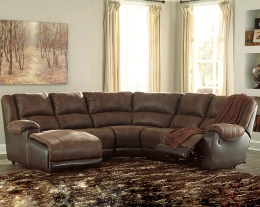 Signature Design by Ashley® Nantahala 5-Piece Coffee Reclining Left-Arm Facing Sectional and Chaise-1