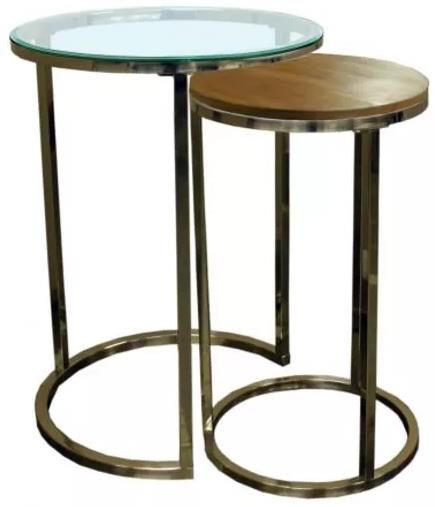 Jonathan Louis Andes Glass Top Nesting End Table with Brushed Nickel Base-0