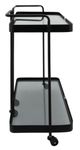 Sagebrook Home 2-Layered 27" Smokey Glass and Black Metal Bar Cart-2