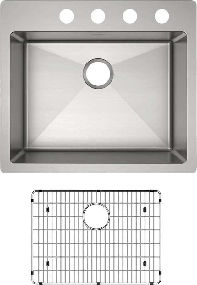 Elkay Crosstown® 2-Piece Polished Satin 25" x 22" x 9" 4-Hole Single Bowl Dual Mount Sink Set-1