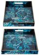 A & B Home 2-Piece Black/Blue Abstract Rectangular Tray Set-2