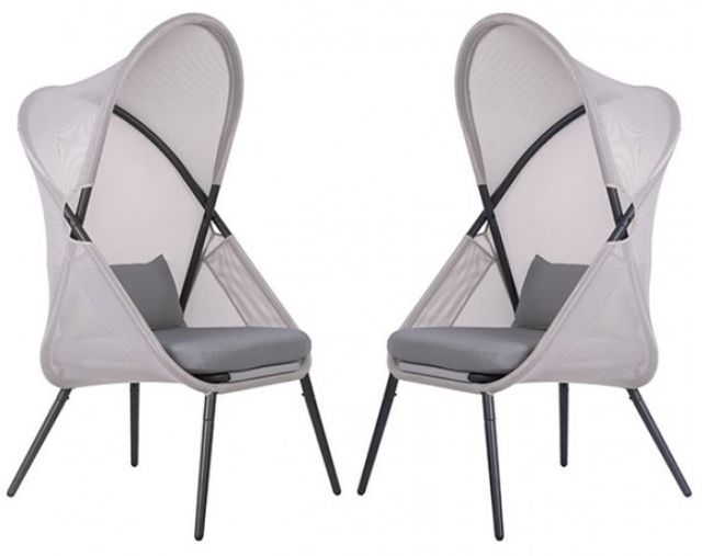 Furniture of America® Alverta 2-Piece Light Gray Fabric/Metal Outdoor Foldable Chair Set-0
