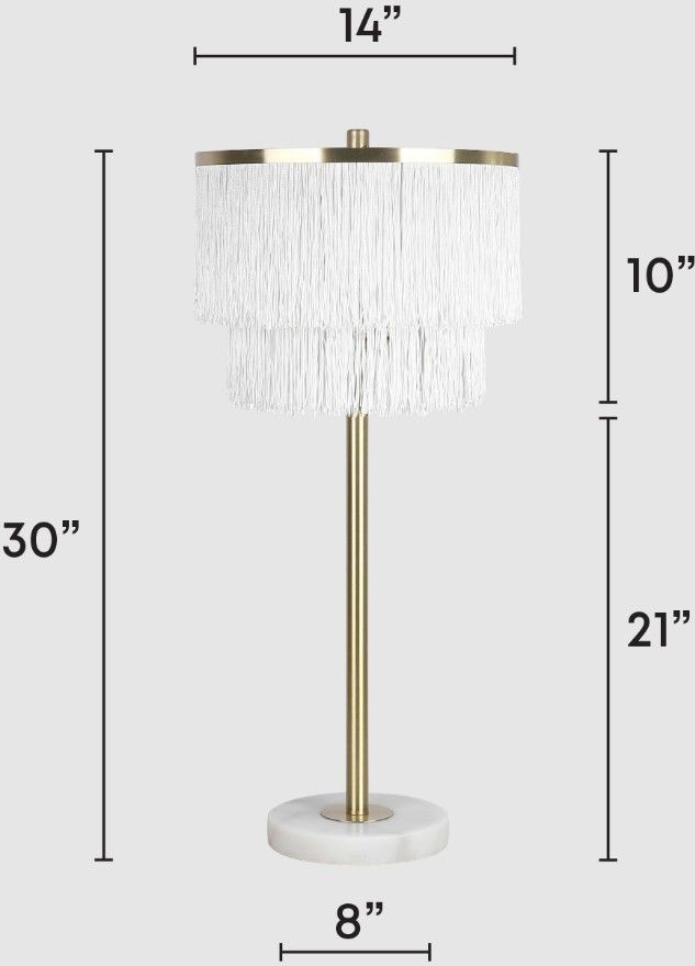 Classy Living 2-Piece Tassel Elegance II Soft Gold/White Table Lamp Set-1