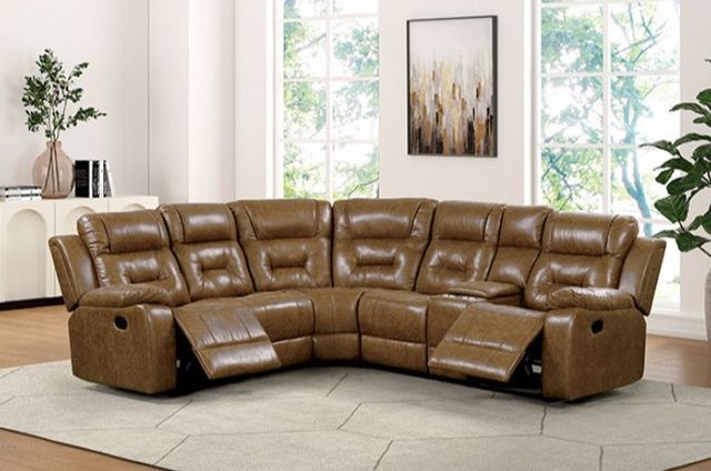 Furniture of America® Ezekius 3-Piece Brown Modular Manual Reclining Sectional-1