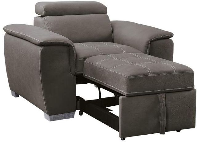 Mazin Furniture Ferriday Taupe Chair With Adjustable Headrest And Pull-Out Ottoman-3
