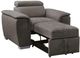 Mazin Furniture Ferriday Taupe Chair With Adjustable Headrest And Pull-Out Ottoman-3