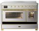 Ilve® Majestic III 48" Stainless Steel Pro Style Induction Range with Triple Glass Door and Brass Trim-2