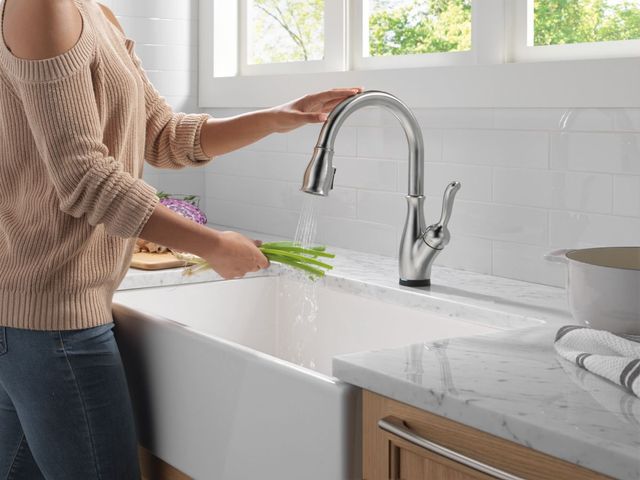 Delta Leland® Arctic Stainless Touch2O® Kitchen Faucet-3