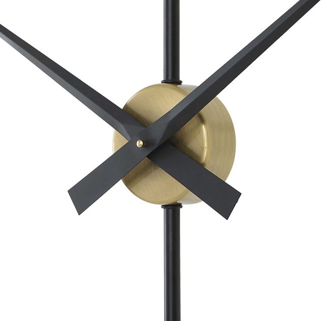 Uttermost® Time Flies Brushed Brass/Satin Black Modern Wall Clock-3