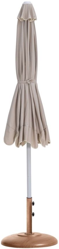 Meridian Furniture Amalfi Beige/Matte White/Teak Aluminum Outdoor Patio Umbrella and Round Base-1