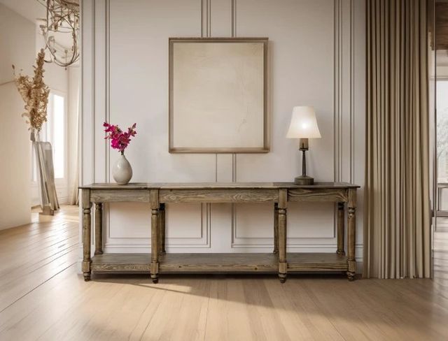 International Furniture Direct Tiffany Brown 95" Sofa Table-1