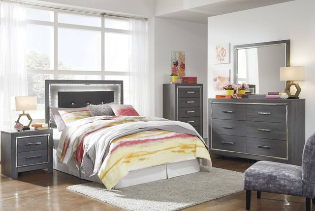 Signature Design by Ashley® Lodanna 2-Piece Gray Full Upholstered Panel Headboard Set-4