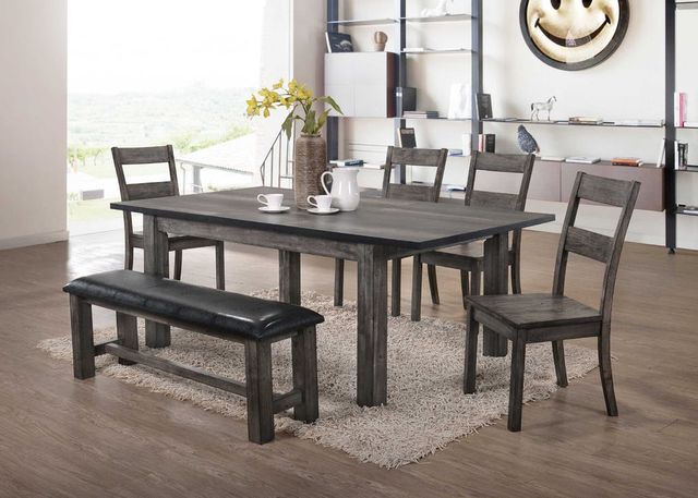 Elements International Nathan Gray Oak Upholstered Bench-1