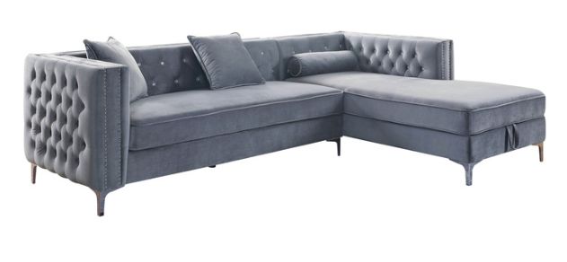 Mazin Furniture Celeste 2-Piece Grey Right Side Storage Sectional-0