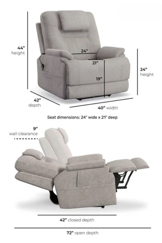 Flexsteel® Zecliner Model 2 Dove Power Sleep Recliner with Power Headrest and Lumbar-2