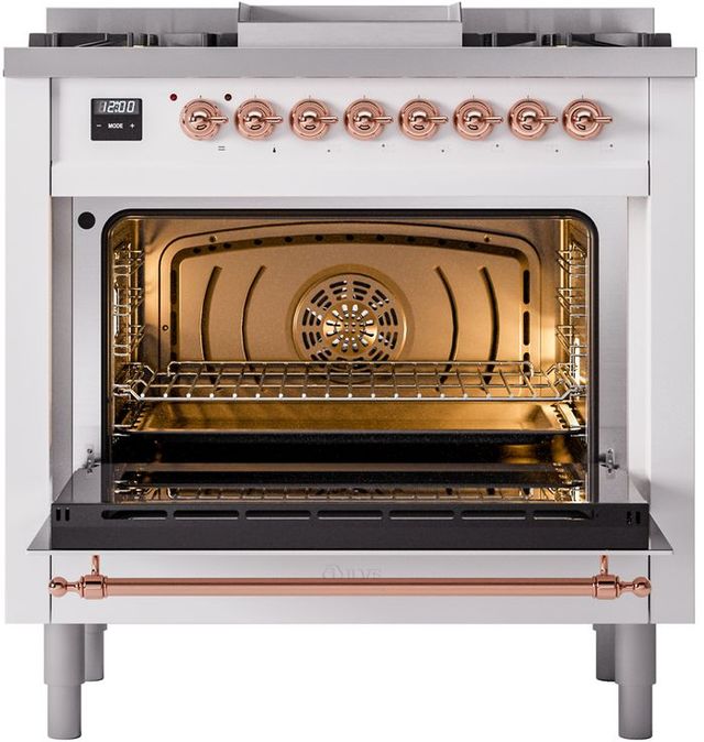 Ilve® Nostalgie II Series 36" White Pro Style Dual Fuel Range-3