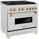 ZLINE Autograph Edition Legacy 36" Satin Stainless Steel Pro-Style Dual Fuel Range with Electric Convection Oven and Polished Gold Accents-3