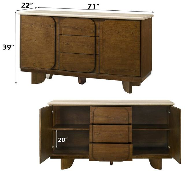 ACME Furniture Kasha Natural Marble Top Server with Vintage Oak Base-2
