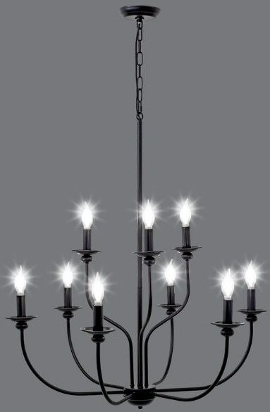 YHD Whitmore Matte Black 9-Light Chandelier-2