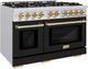 ZLINE Select Autograph Edition 48" Stainless Steel Pro Style Dual Fuel Range with Black Matte Doors and Polished Gold Accents-2