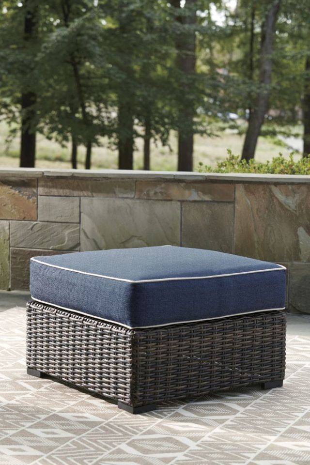 Signature Design by Ashley® Grasson Lane Brown/Blue Ottoman with Cushion-3