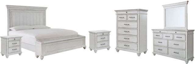 Benchcraft® Kanwyn 6-Piece Whitewash King Panel Bed Set-0