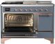 Ilve® Majestic III 48" Blue Gray Pro Style Dual Fuel Liquid Propane Range with 5 Black Brass Burners and Copper Trim-2