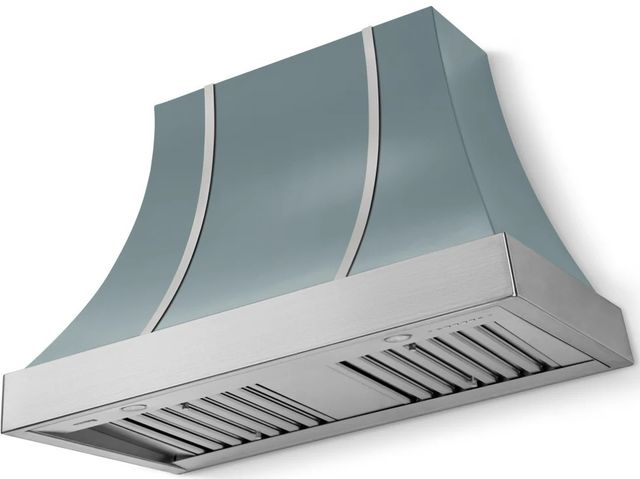 La Cornue CornuFé Cascade 44" Ocean Wall Mounted Range Hood with Satin Chrome Trim-0