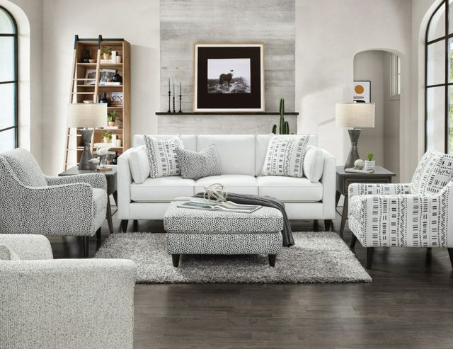 Fusion Furniture Winston Salt Faux Skin Carbon Black/White Accent Ottoman-1