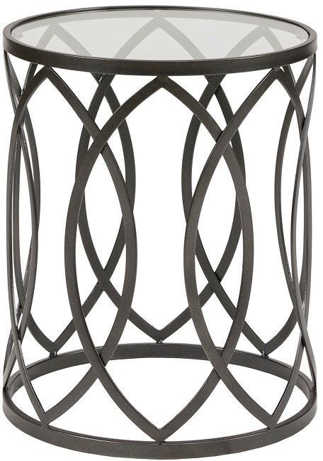 Olliix by Madison Park Tempered Glass Accent Table with Black Base-0