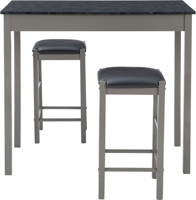 Linon Lance 3-Piece Faux Marble/Gray Tavern Set-2