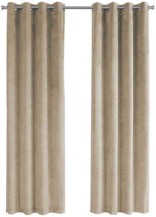Monarch Specialties Inc. 2-Piece Beige 52" x 84" Room Darkening Curtain Panel Set-0