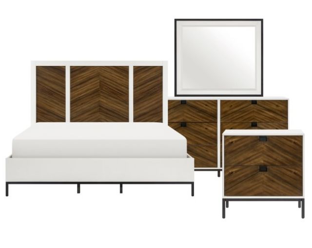 front view of the Homelegance® Oslo 4-Piece Walnut/White Bedroom Set
