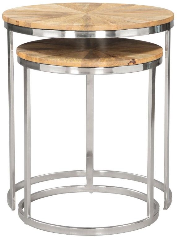 Zuo® Modern Bari 2-Piece Chrome/Natural Coffee Table Set-1
