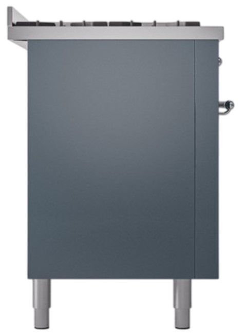 Ilve® Nostalgie II Noblesse 60'' Blue Gray Pro Style Dual Fuel Range with Chrome Trim-2