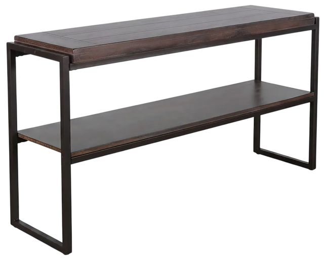 Sunny Designs™ Tyler French Brown Sofa Table with Black Metal Frame-0